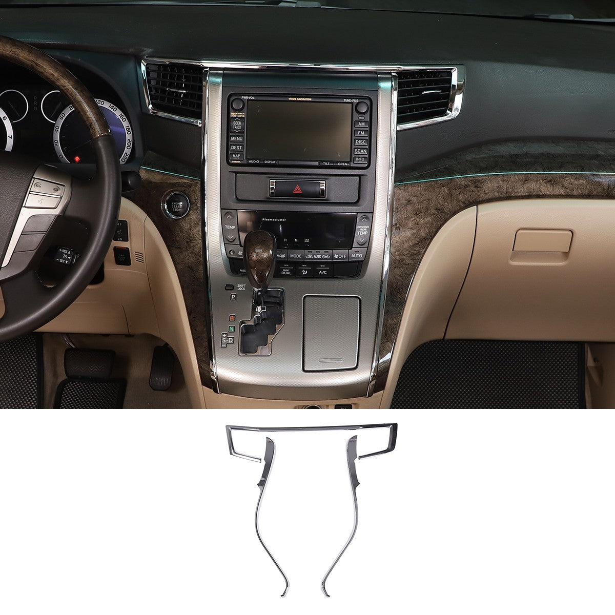 ABS Silver Center Console Air Vent Trim For Toyota Alphard 2011-2014 1