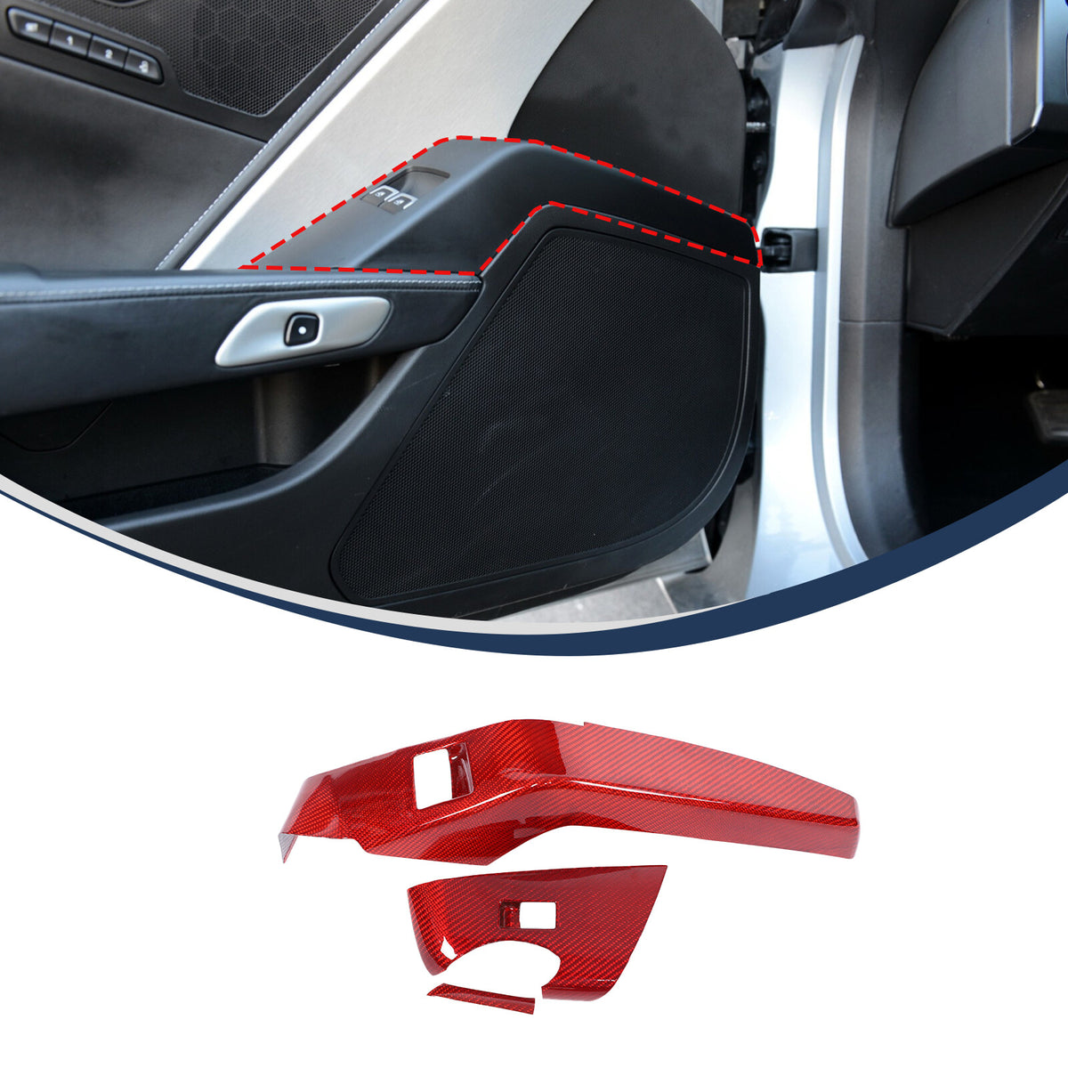 Red Real Carbon Fiber Interior Center Full Trim Set Kit For Corvette C7 2014-19 - Variants 1-5 2