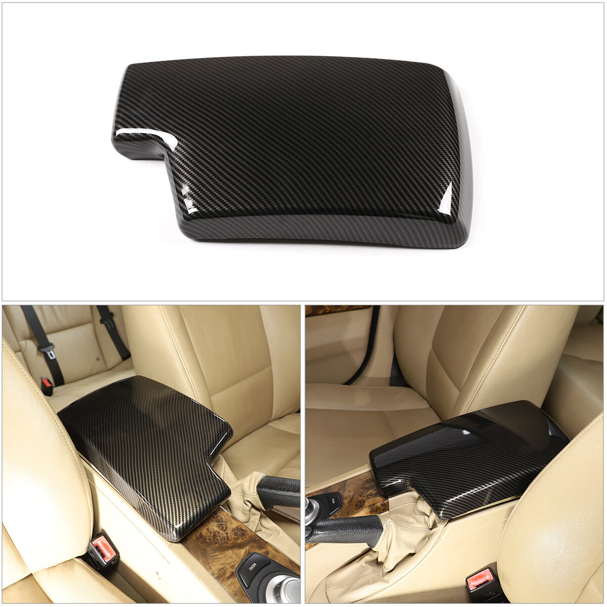 ABS Carbon Fiber Center Console Armrest Panel Trim Set For BMW 3 E90 2005-12 13