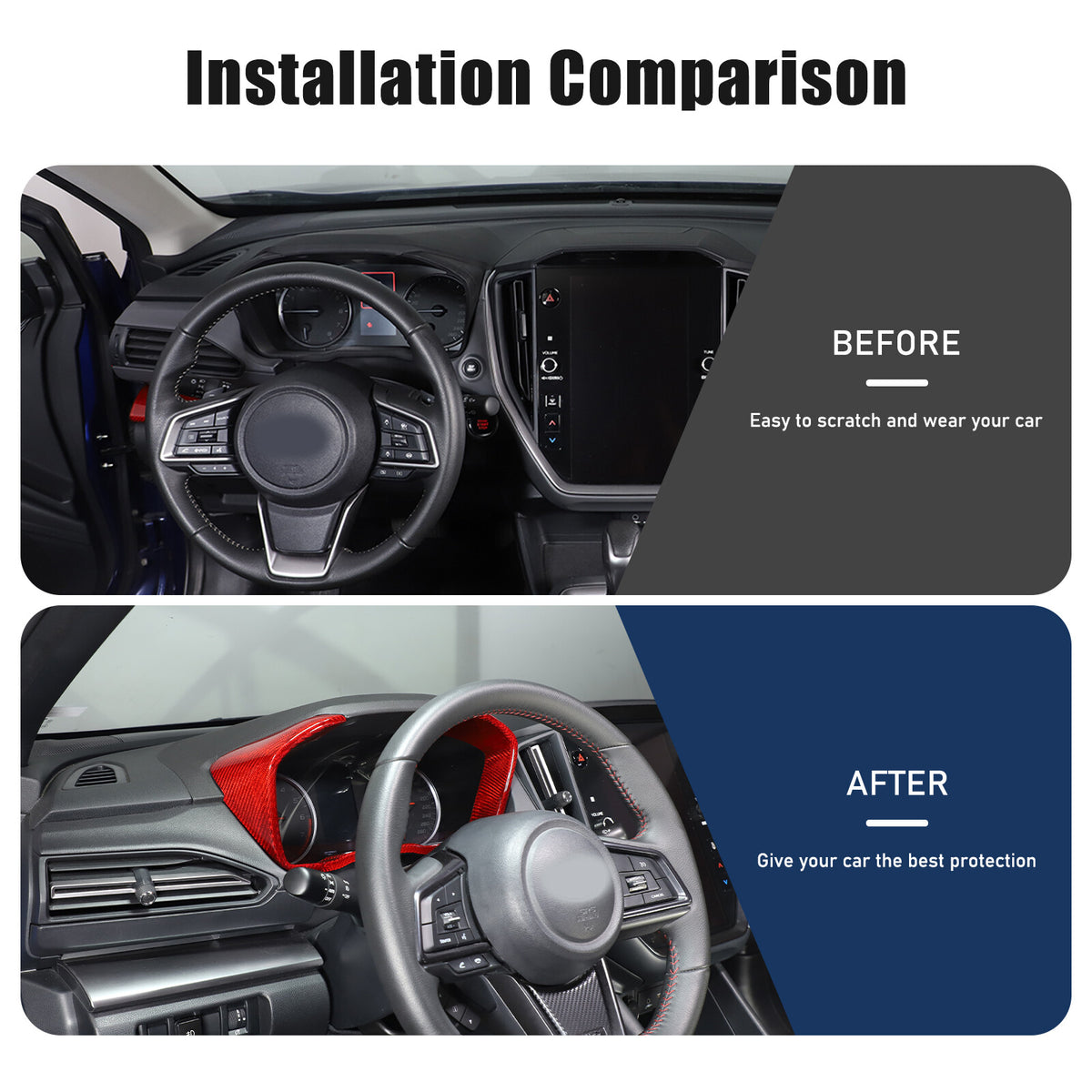 Red Real Carbon Fiber Center Console Dashboard Trim For Subaru WRX 2022+ 5