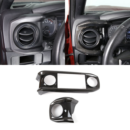 ABS Carbon Dashboard U Shape Air Vent Outlet Cover trim For Toyota Tacoma 16-23 9