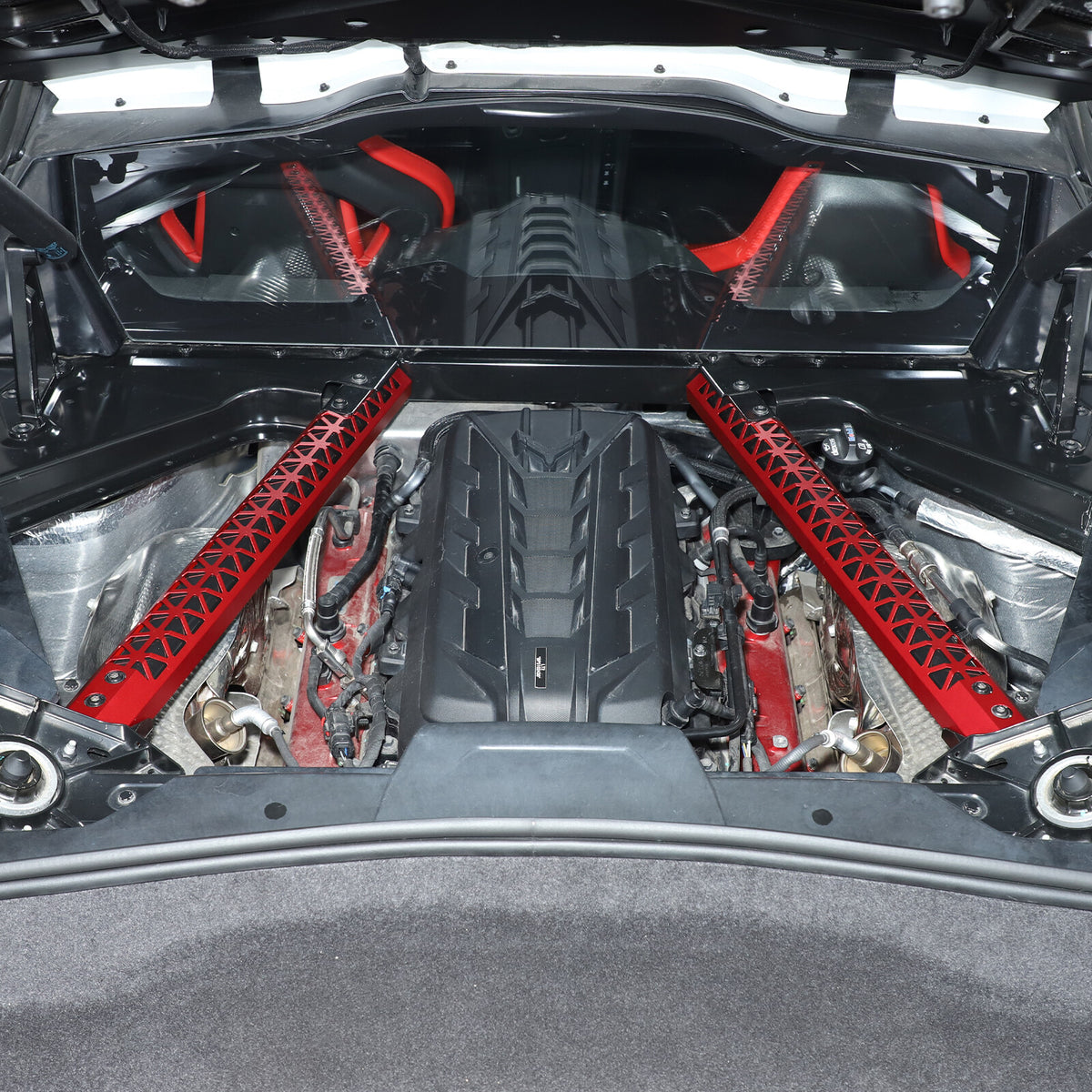 Hollowe Red Engine Bay Crossmember Panel Trim Cover For Corvette C8 Coupe 20+ US 13