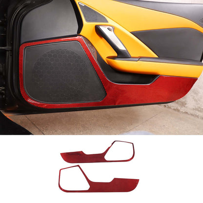 Red Carbon Fiber Door Panel Anti-kick Cover Trim For Corvette C7 2014-2019 2