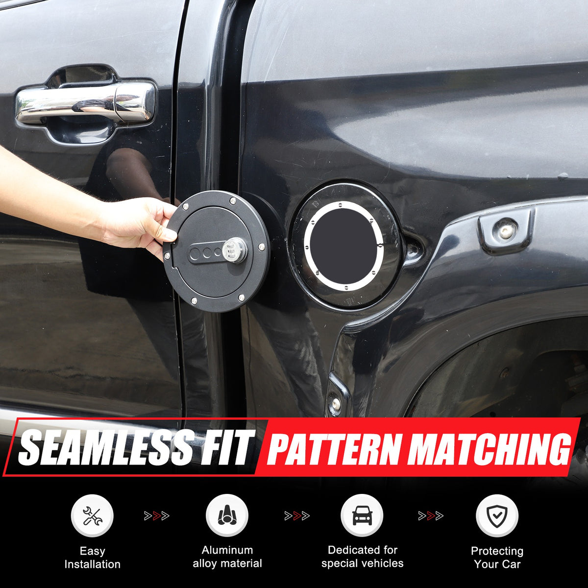 Fuel Cap Anti-Theft Lock Cover with Combination Lock For Toyota Tundra 2007-2021 3