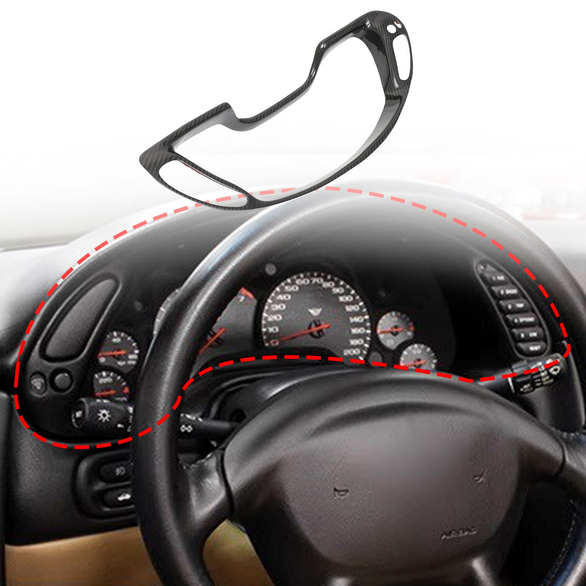 Real Carbon Fiber Instrument Panel Cover Trim Frame For Corvette C5 1998-2004 3