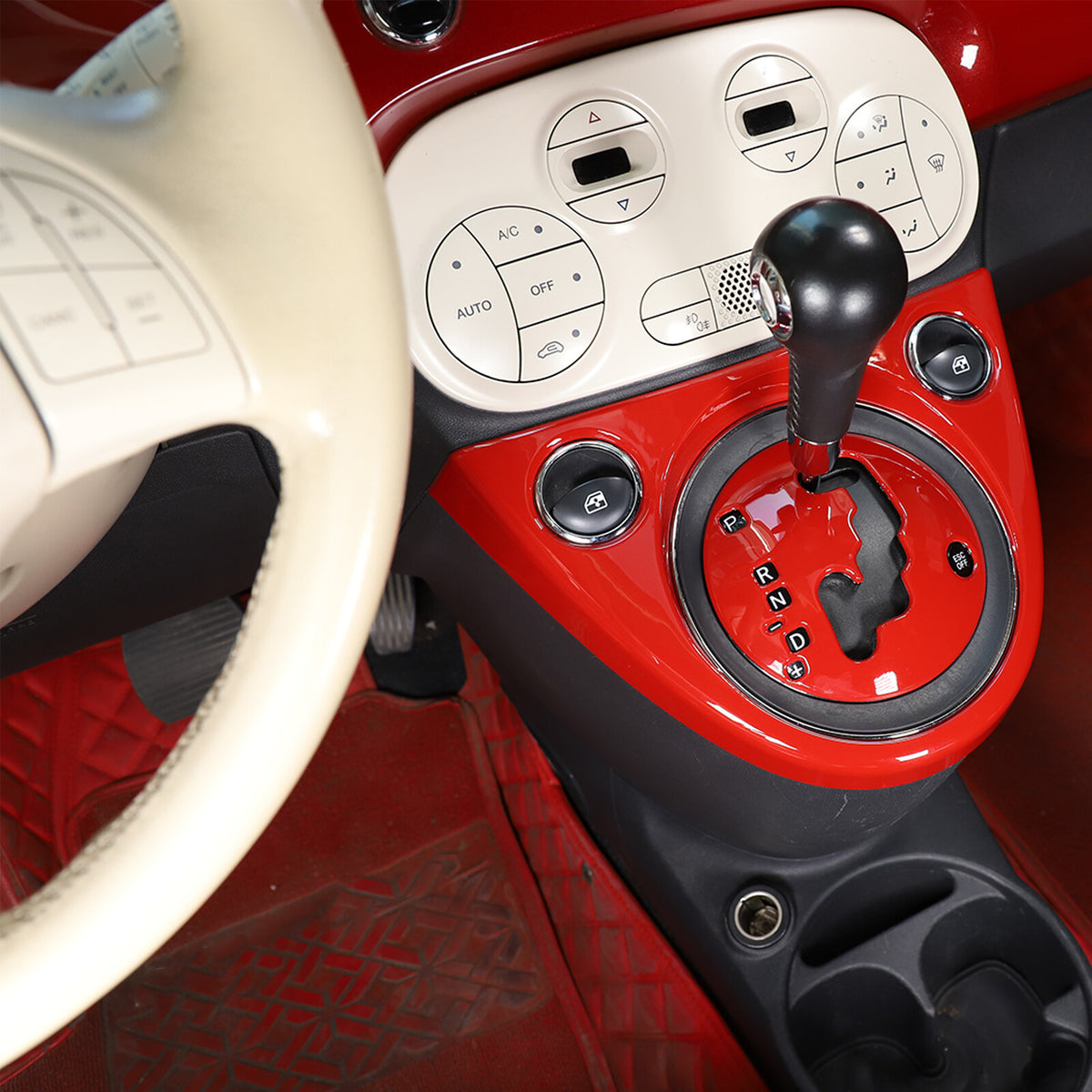 Red Center Console Gear Shift Display Panel Cover Trim Kit for Fiat 500 2011-23 6