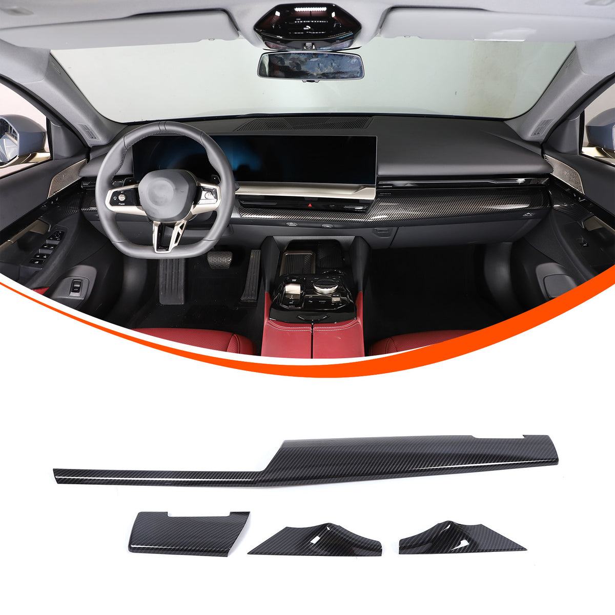 Carbon Fiber Console Dashboard Panel Trim Cover For BMW 5 Series G60 i5 24+ US 20