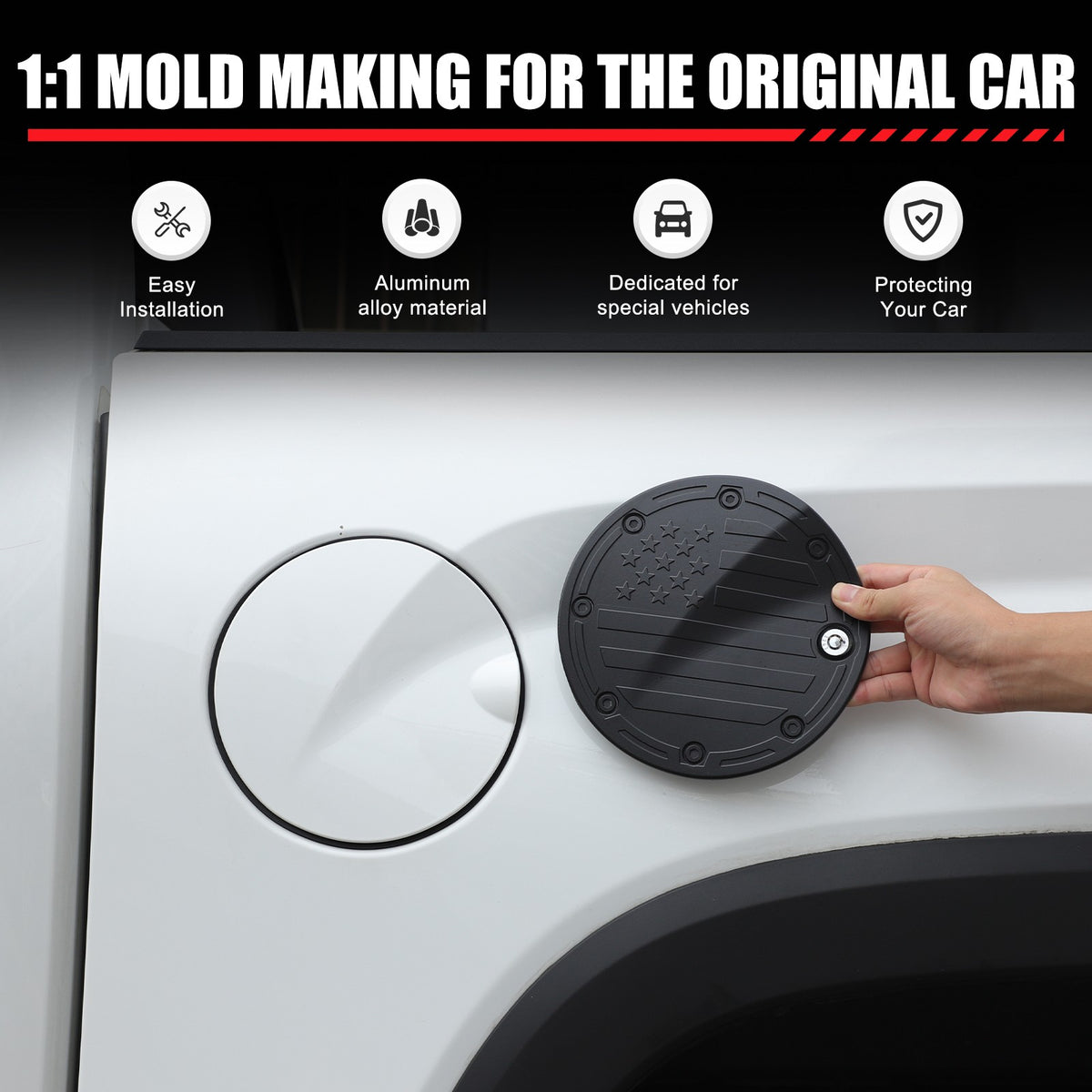 US Flag Alloy Fuel Tank Anti-Theft Lock Cover Gas Cap For Toyota Tundra 22+ 6