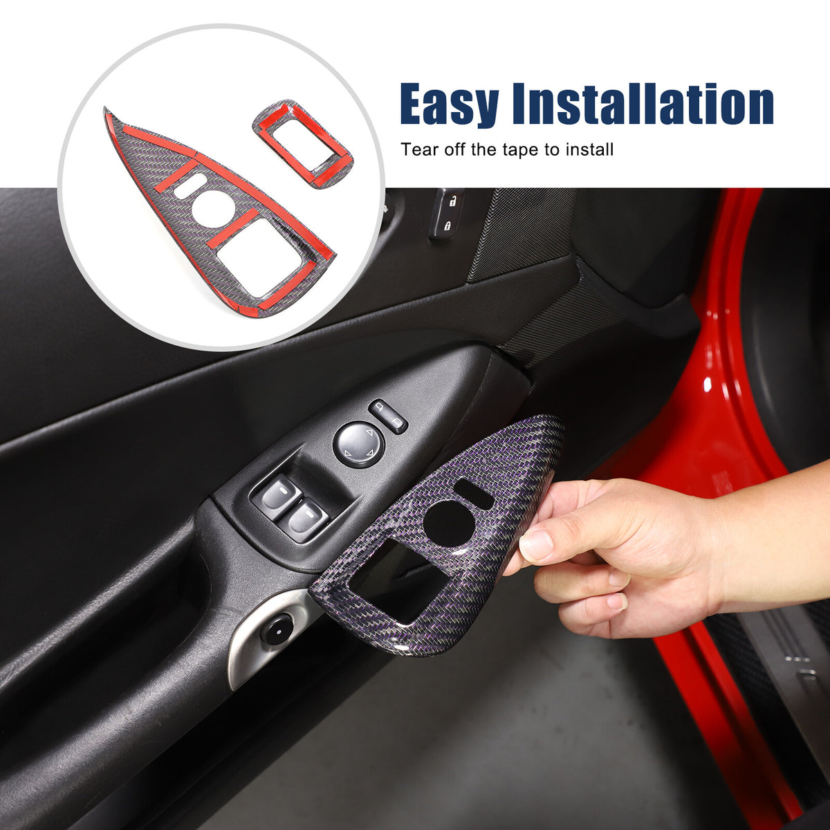Real Carbon Fiber Window Lift Switch Button Trim Frame For Corvette C6 2005-2013 8
