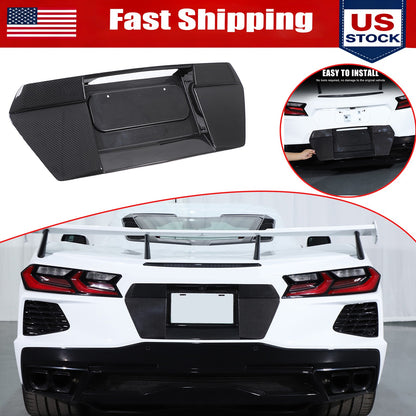 REAL CARBON FIBER Rear license plate Frame Cover For Corvette C8 Stingray Z51 US 1
