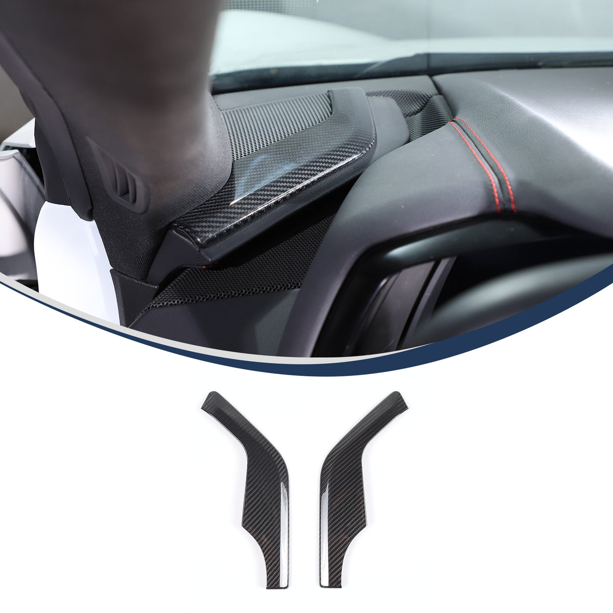 Real Carbon Fiber Interior Dashboard Side Panel Cover Trim Set For Corvette C8 15