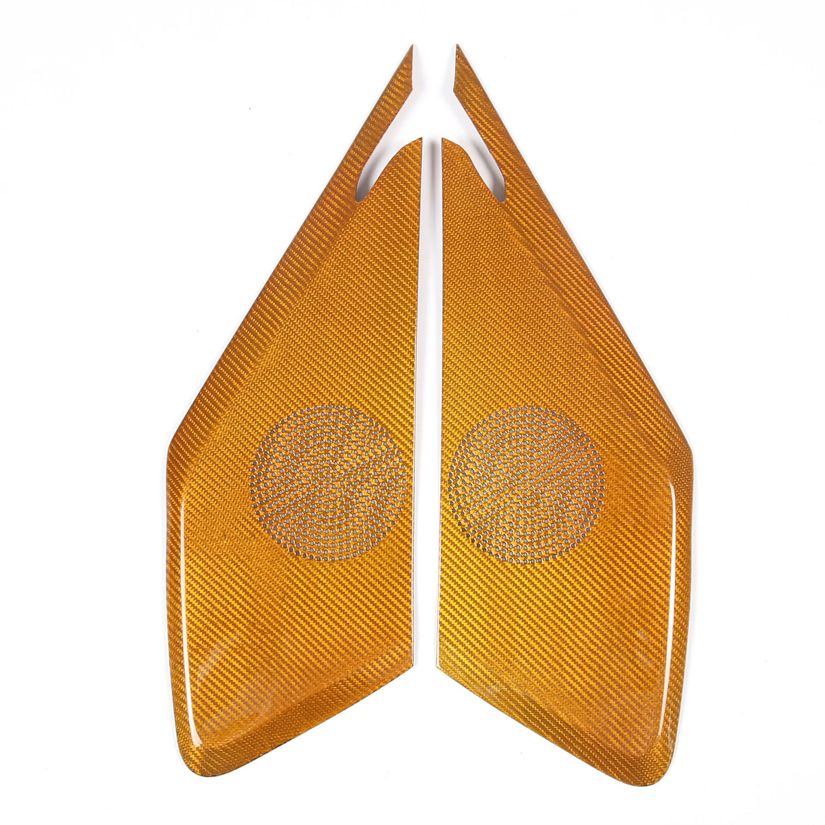 Yellow Real Carbon Fiber Door Sound Speaker Cover Trim For C8 Corvette 1LT 2026 11