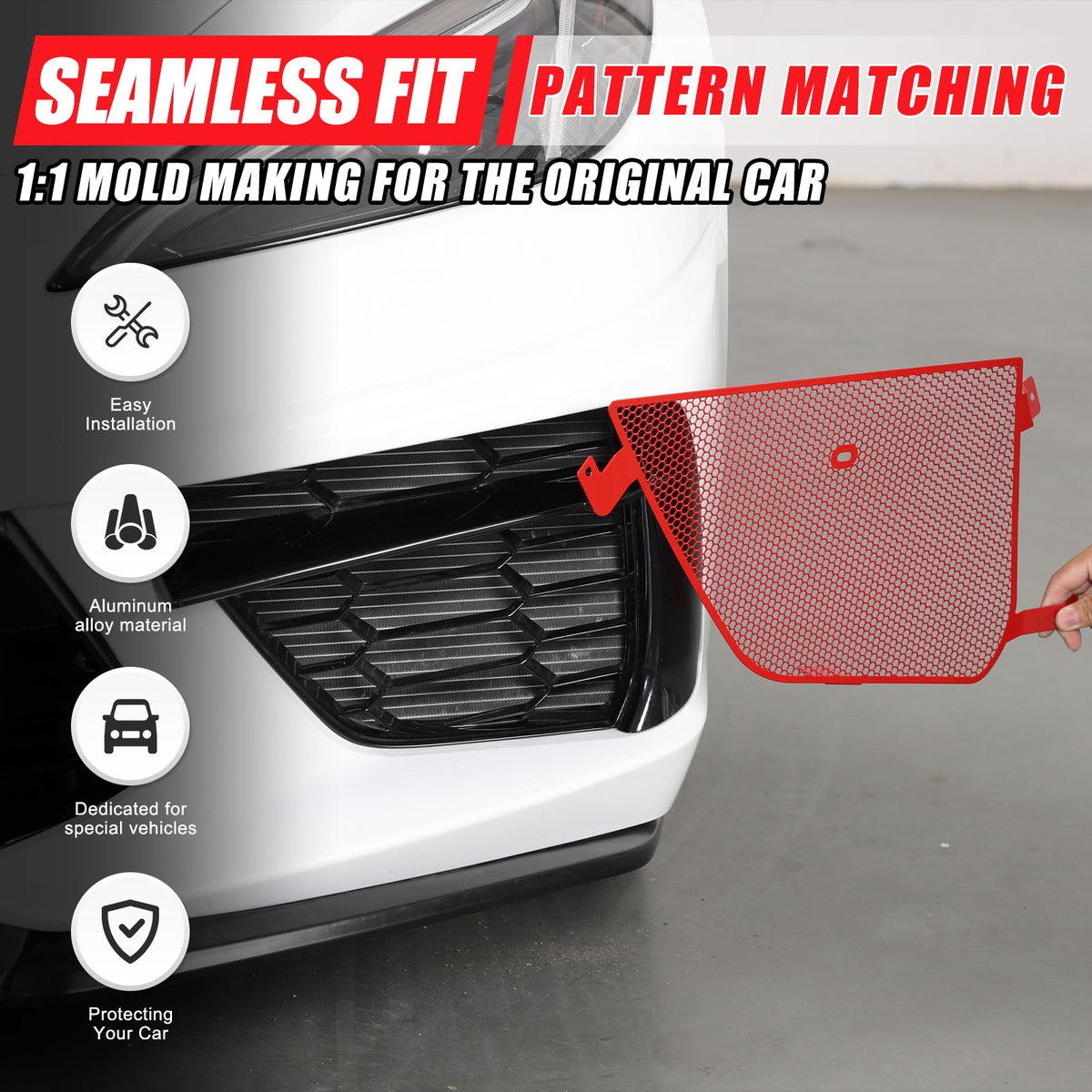 Red Stainless Steel Front Grille Insect Screen Trim For Corvette C8 2020+ 6