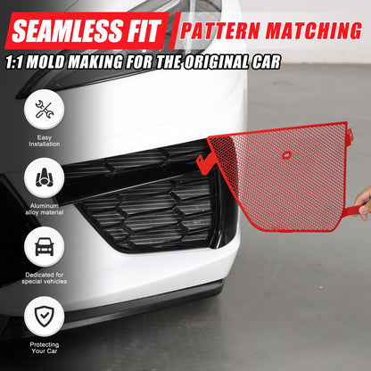 Red Stainless Steel Front Grille Insect Screen Trim For Corvette C8 2020+ 6