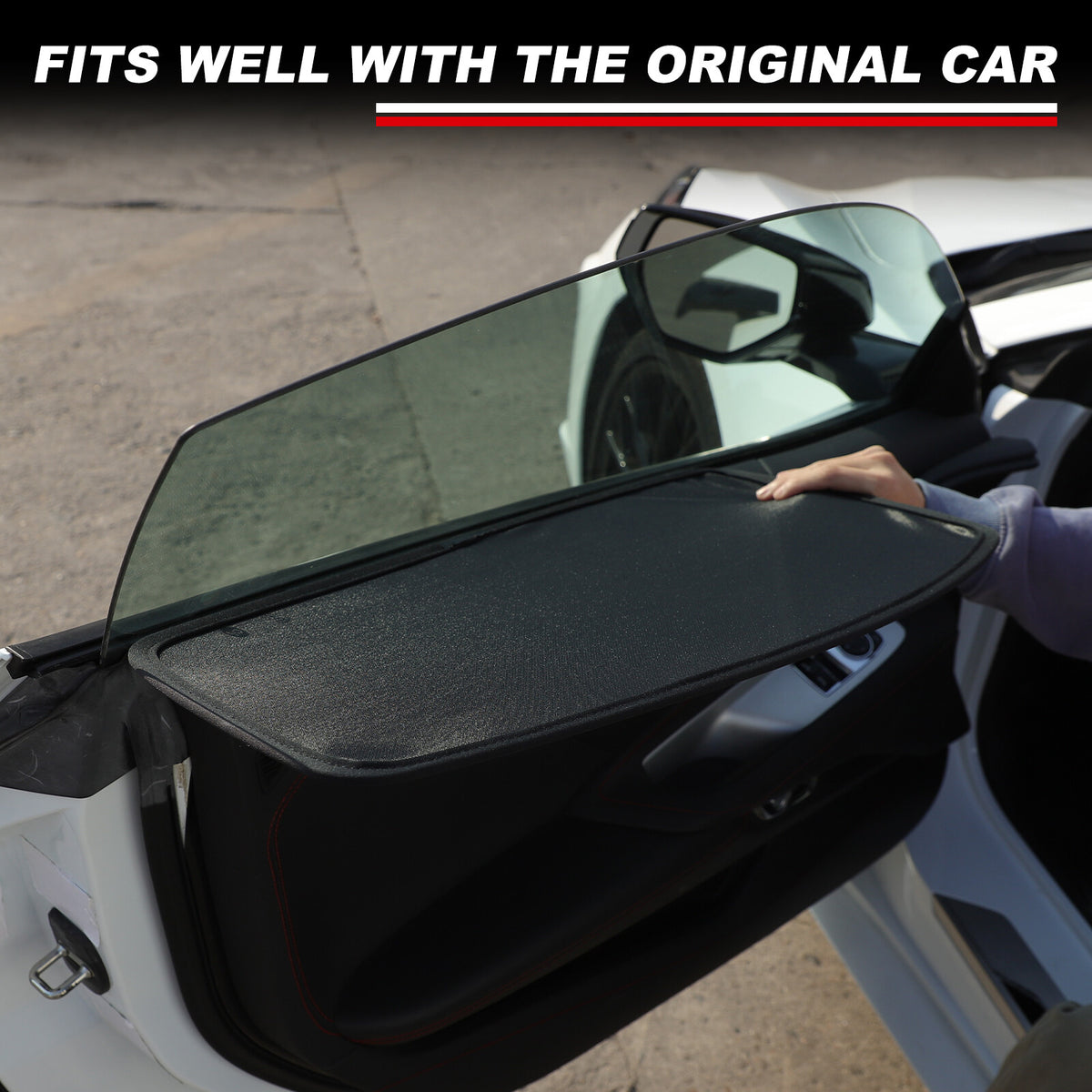 Car Front Window Screen Sun Shade Mesh Cover For Corvette C8 2020-26 16