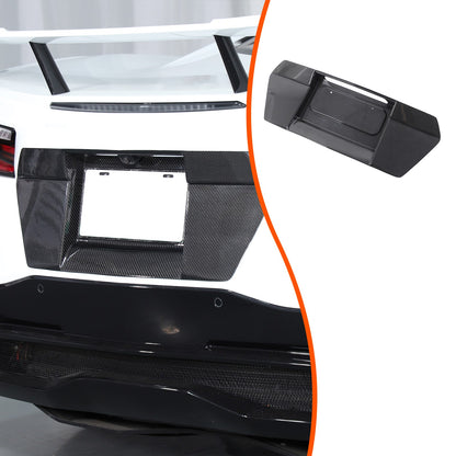 REAL CARBON FIBER Rear license plate Trim Cover For Corvette C8 Stingray Z51 16