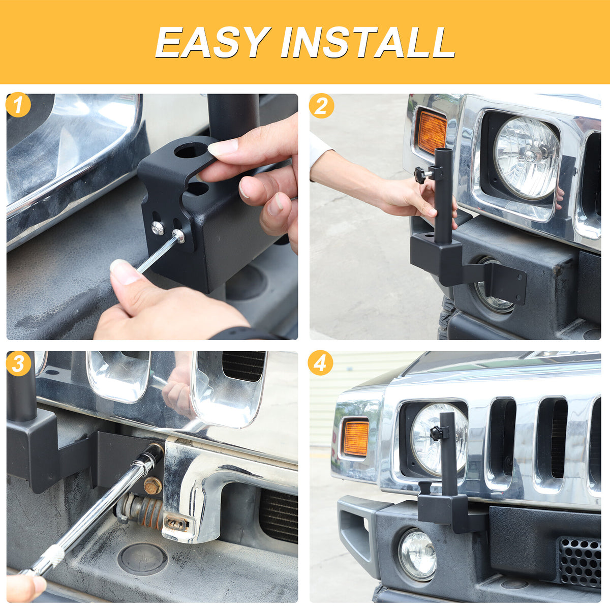 Front Bumper Flagpole Holder Antenna Mount Bracket For Hummer H2 2003-2009 18