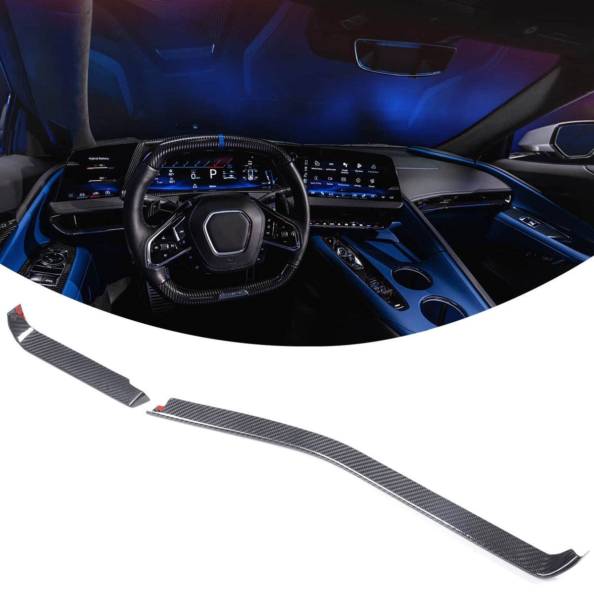 Real Carbon Fiber Dashboard Side Air Vent Strip Trim For Corvette C8 2026+ 11