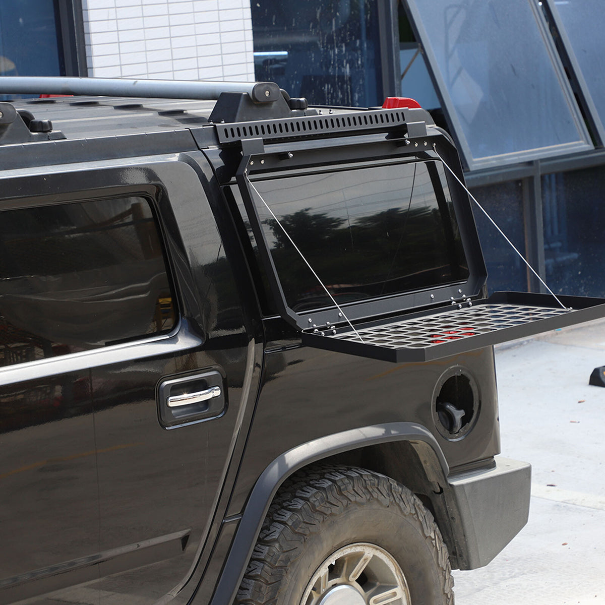 Alloy Rear Roof Climbing Ladder Rack Window Molle Panel For Hummer H2 2003-09 19