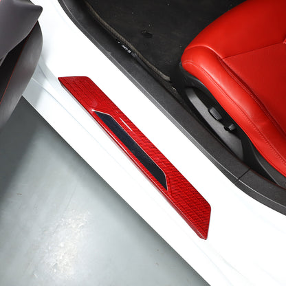 Red Real Carbon Fiber External Sill Strip Sticker Trim For Corvette C8 2020-26 17