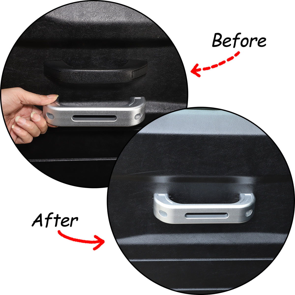 Silver Hollow Inner Door Handle Grab Handle Trim For Land Rover Defender 2004-18 14
