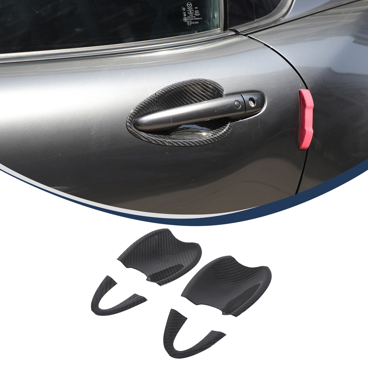 Real Carbon Fiber Exterior Outer Door Bowl Trim For Mazda MX-5 Miata 2016-2025 2