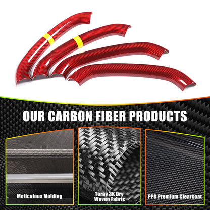 Red Real Carbon Fiber Yellow Top Steering Wheel Cover Trim For Corvette C8 2020+ 7