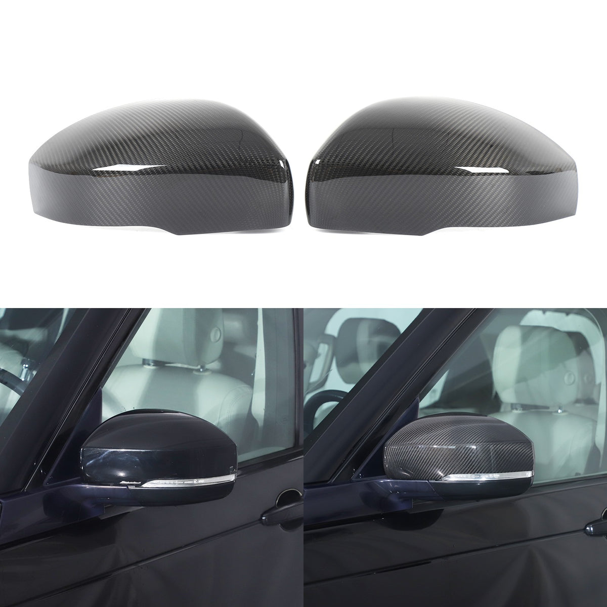 Real Carbon Fiber Outer Rearview Mirror Trim For LR5 Discovery 5 L462 2014-2021 11