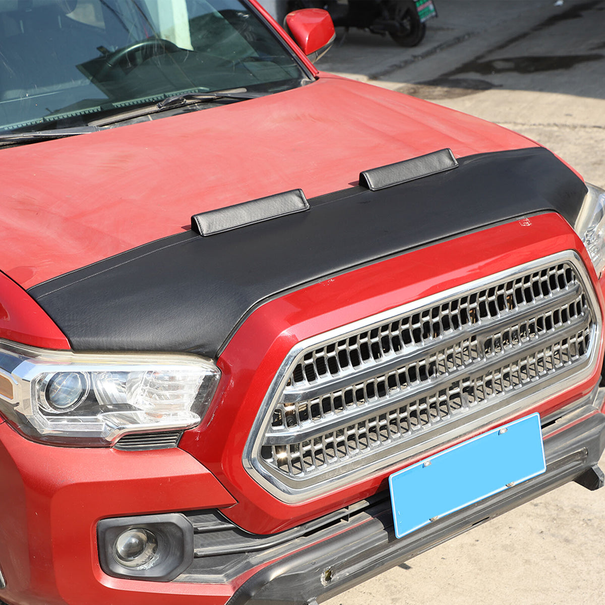 Front PU Leather Hood Cover Protector Bra Trim Cover For Toyota Tacoma 2016-23 8
