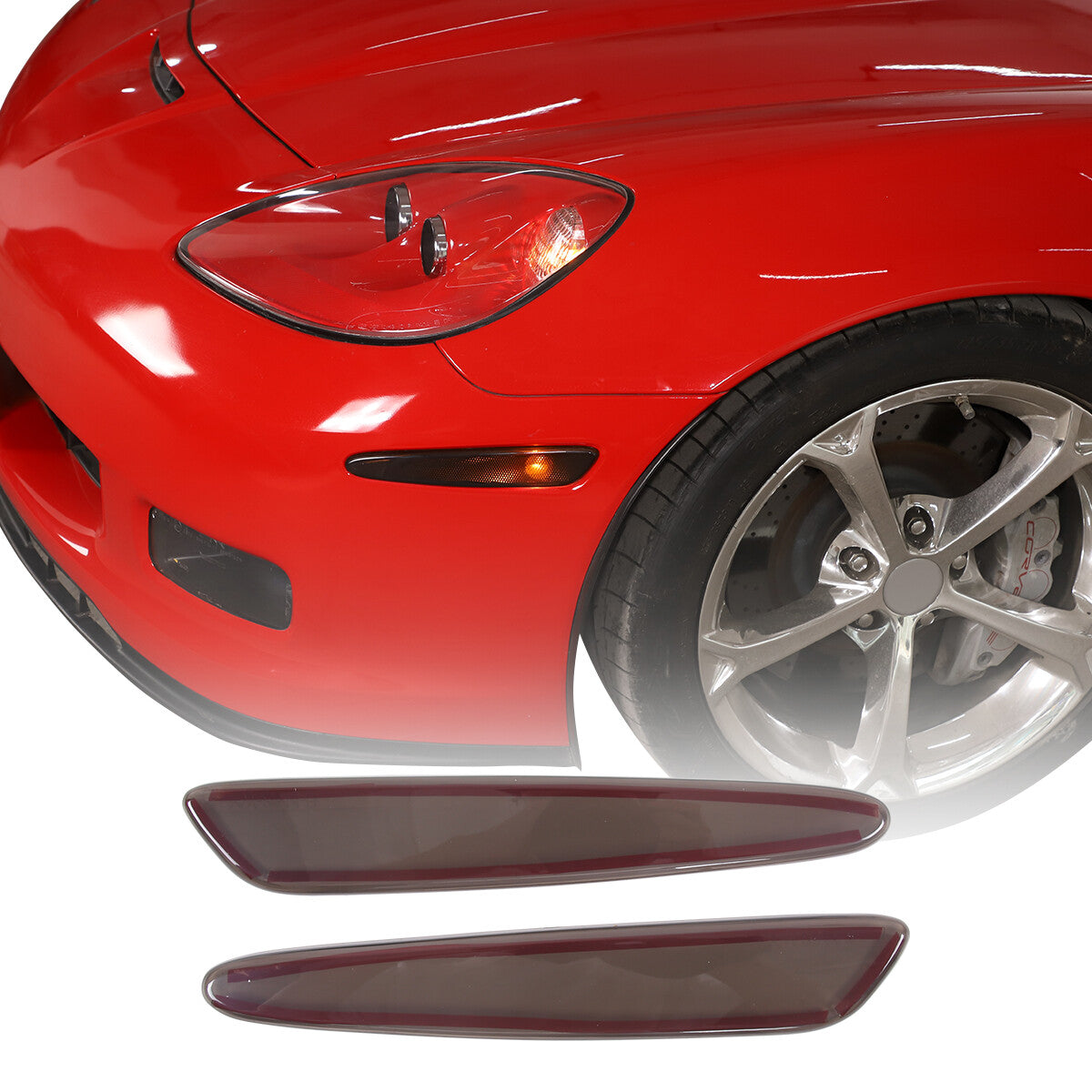 Smoked Black Front Headlight & Rear Tail Light Cover Trim For Corvette C6 05-13 27