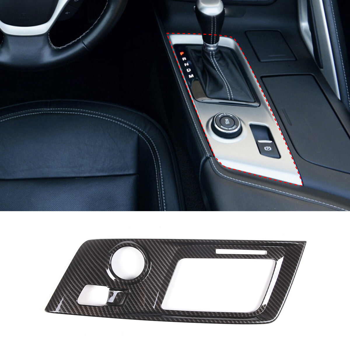 4pcs Carbon fiber Gear Shift Panel Grab Handle Cover For Corvette C7 2014-2019 11