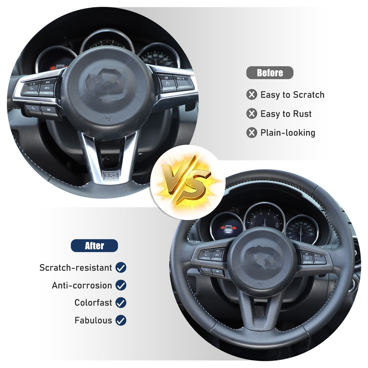 Matte Real Carbon Fiber Steering Wheel Button Trim For Mazda MX-5 Miata 2016-25 17
