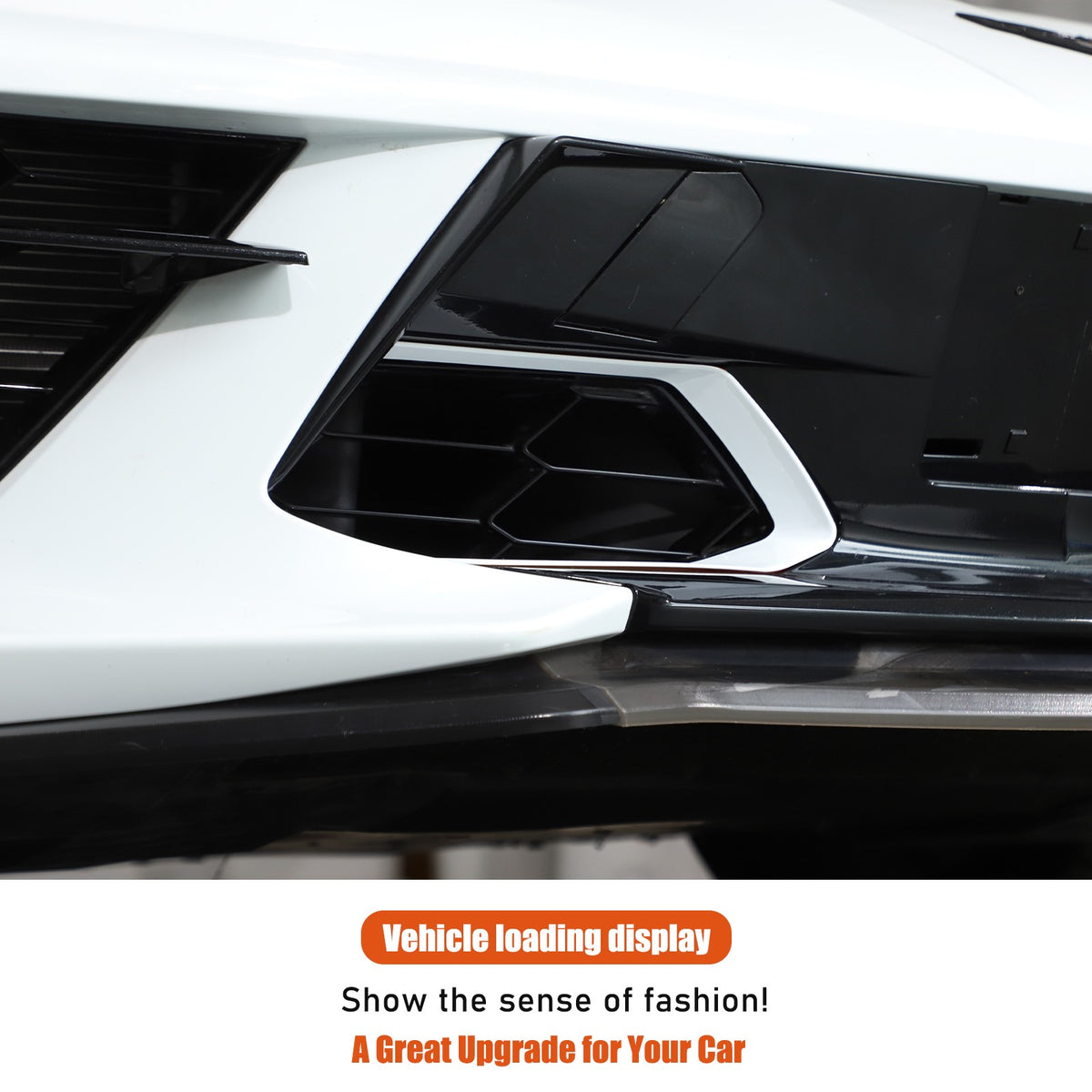 White ABS Front Bumper Center Grille Frame Trim Cover For Corvette C8 2020+ 10