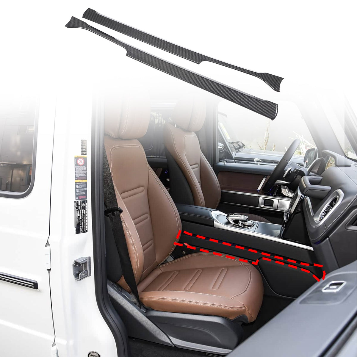 Real Carbon Fiber Center Gear Shift Side Trim For Benz G-Class W463 2019-24 3