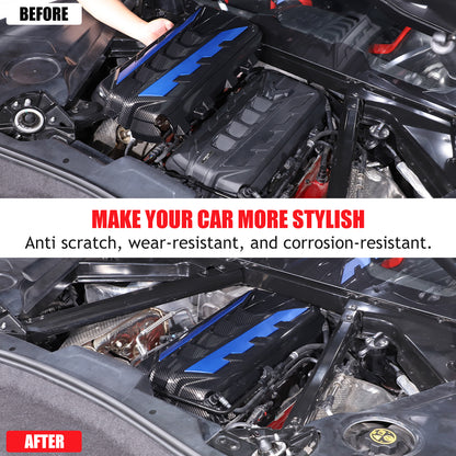 Carbon Fiber Engine Bay Panel Cover Trim in Edge Blue For Corvette C8 2020-26 US 8