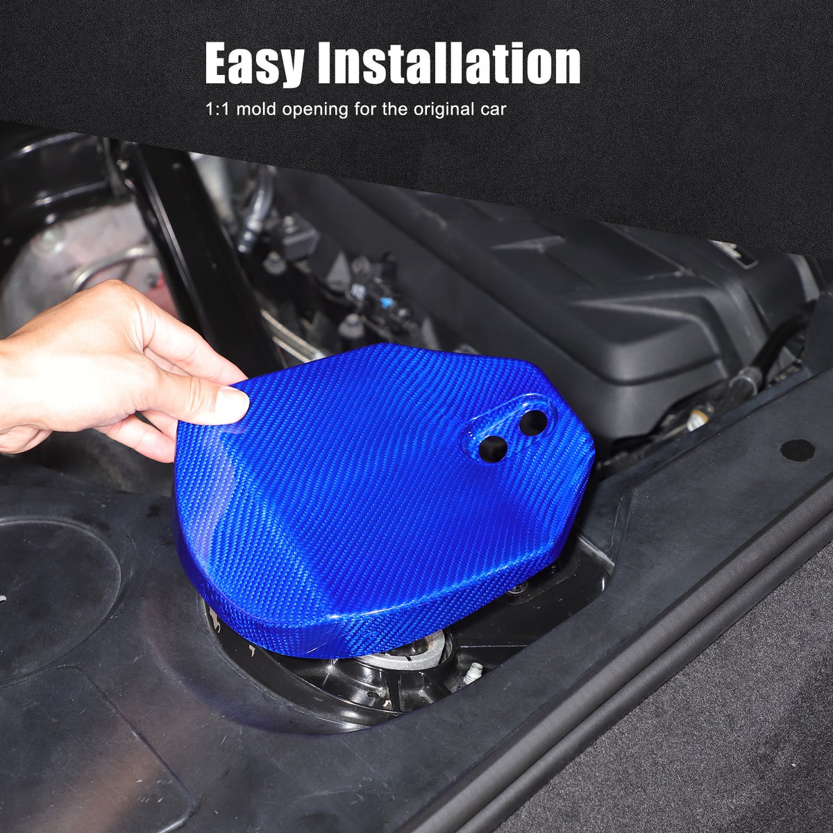 Blue Real Carbon Fiber Rear Strut Shock Tower Cover Mag Ride For Corvette C8 20+ 21