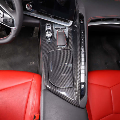 Real Dry Carbon Fiber Interior Center Console Trim Cover For 2020-25 Corvette C8 12