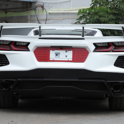 Red Aluminum Alloy Rear License Plate Filler Panel Trim for Corvette C8 2020+ 14