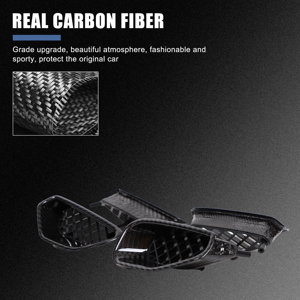Real Dry Carbon Fiber Side Air Outlet Fender Trim For Corvette C6 ZR1 2009-2013 13