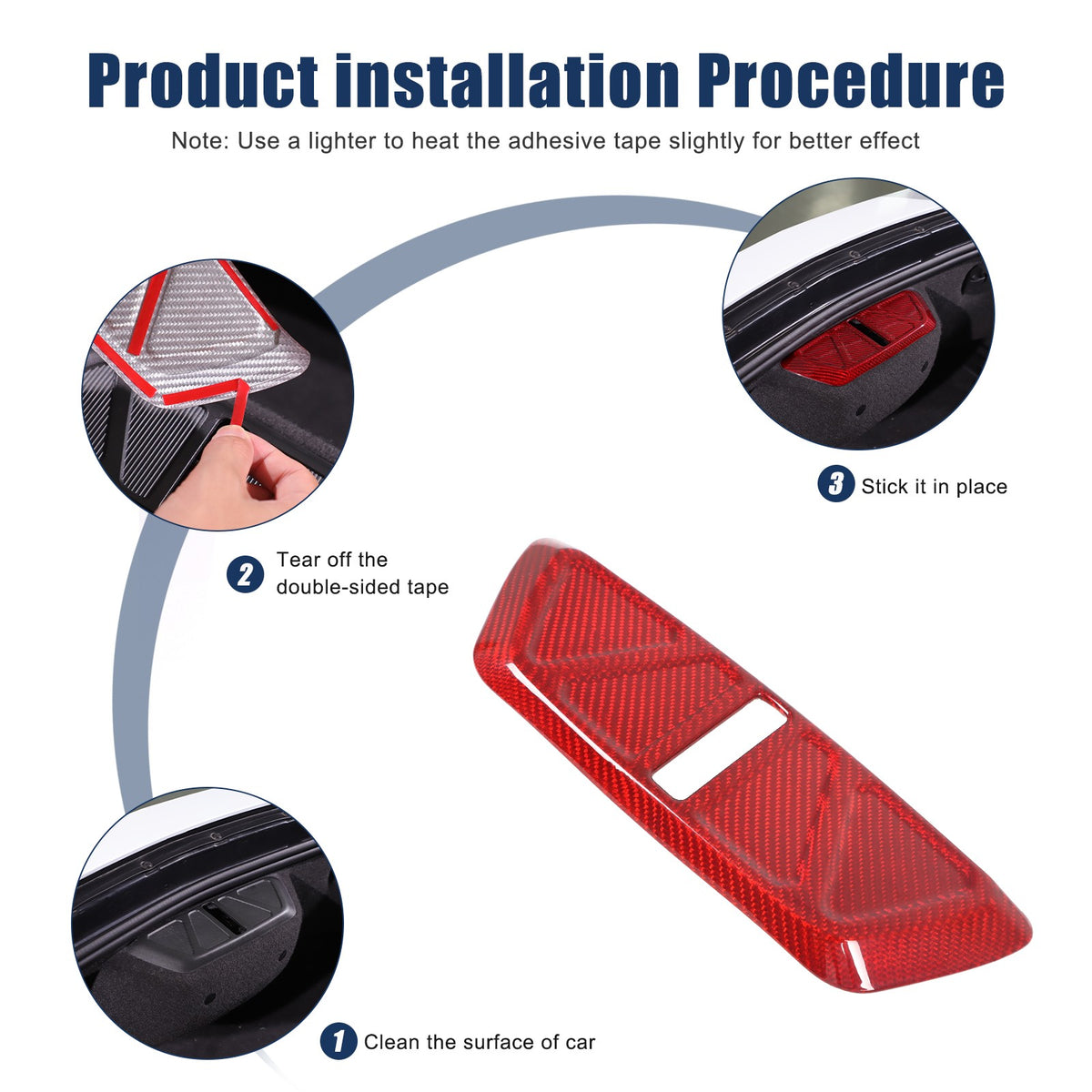 Red Real Carbon Fiber Trunk Latch Base Cover Trim For Corvette C8 2020+ 3