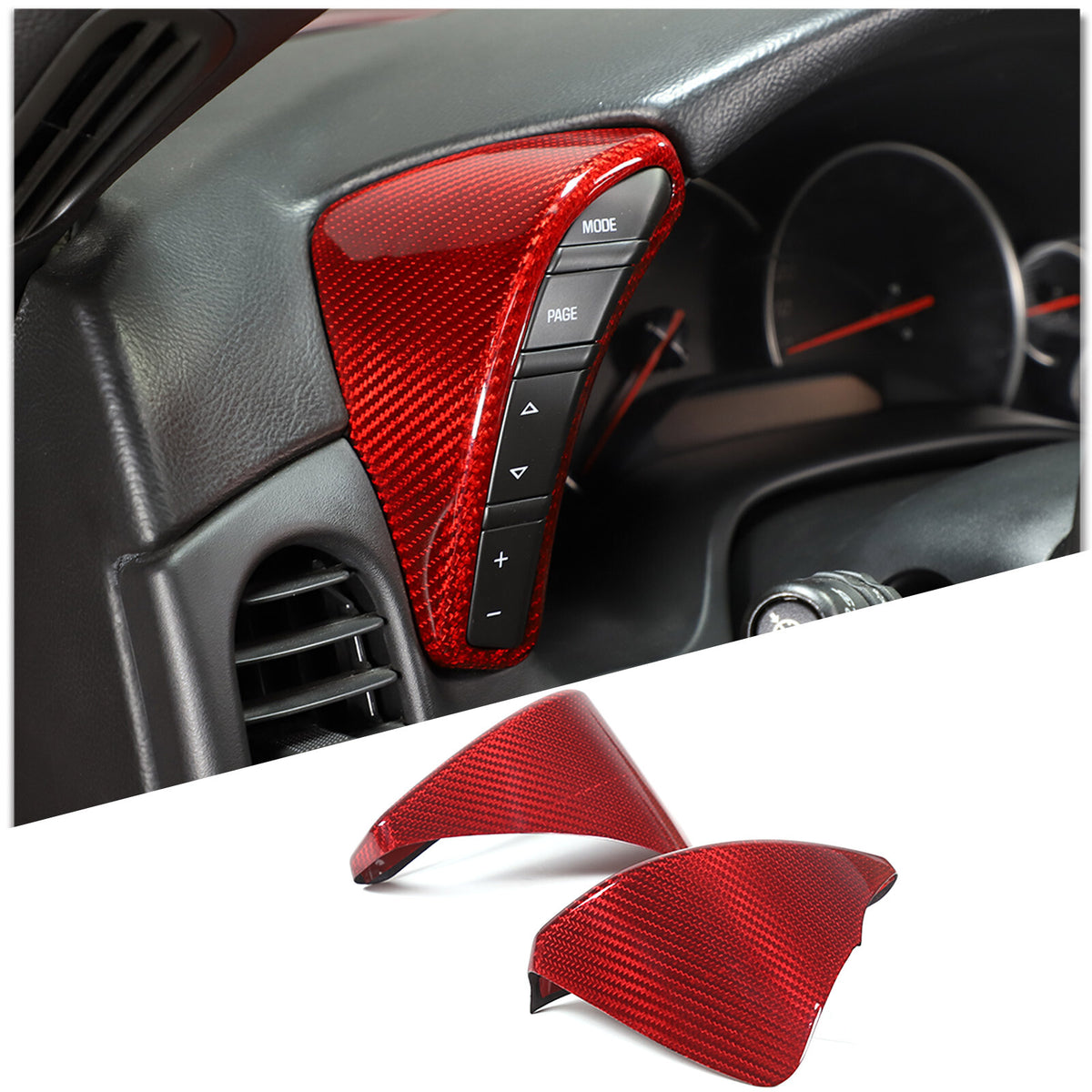 Red Carbon Fiber Dashboard Speedometer Side Cover Trim For Corvette C6 2005-13 5