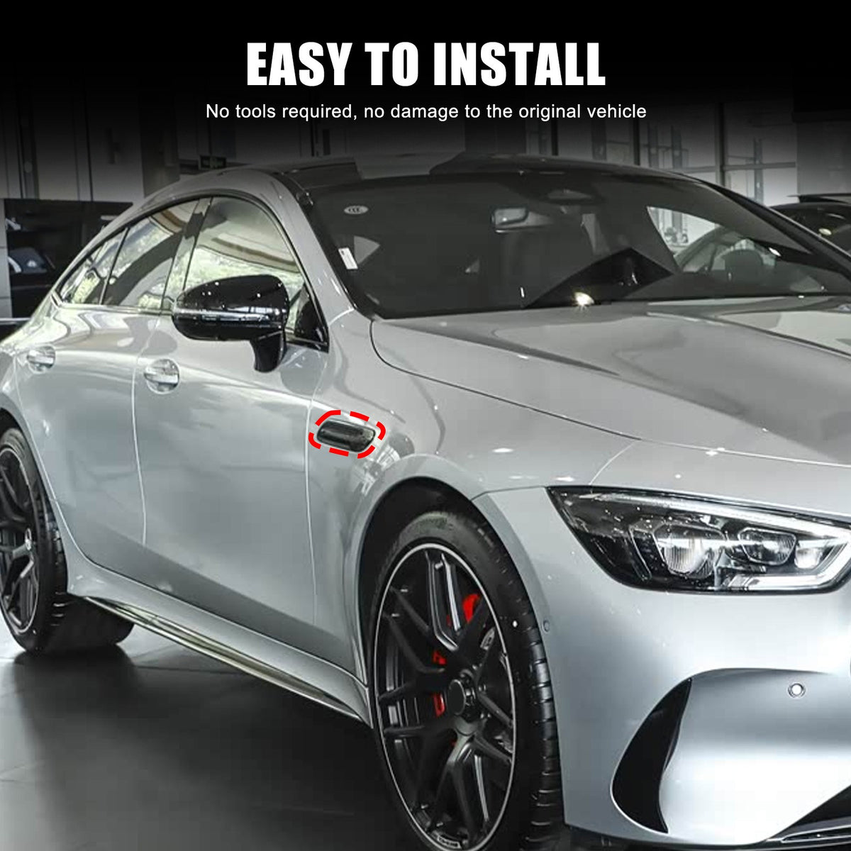 Red Real Carbon Fiber Side Fender Air Vent Trim For Benz AMG GT50/GT63 2019+ 18