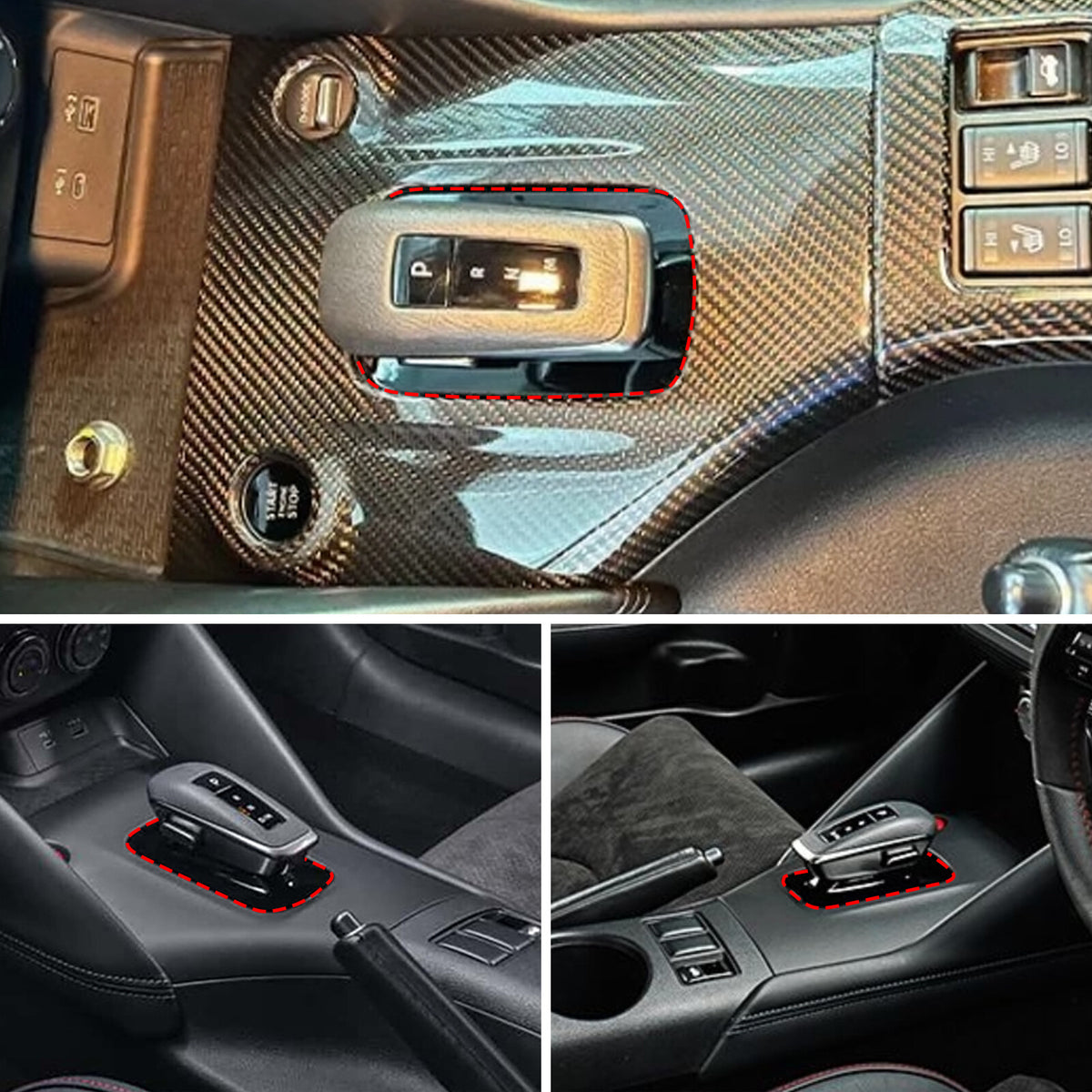 Real Carbon Fiber Gear Panel Base Trim Set For Nissan Z RZ34 400Z AT 23-2025 14