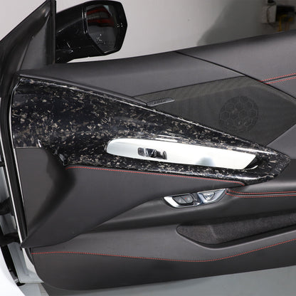 Forged Real Carbon Fiber Interior Door Panel Frame Trim For Corvette C8 2020-26 5