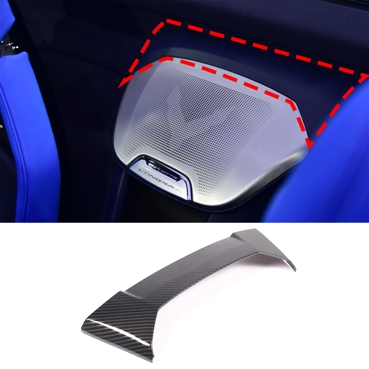 2pcs Carbon ABS Waterfall Wireless Charger Cover For Corvette C8 Convertible 5