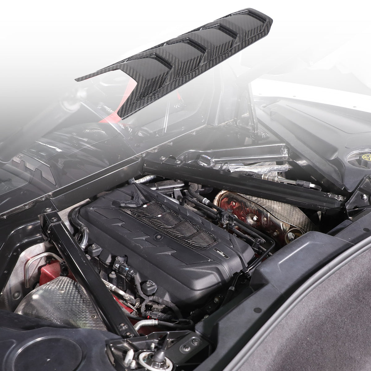 5pcs Real CARBON FIBER Engine Bay Trim Panel Cover Set For Corvette C8 2020-2026 18