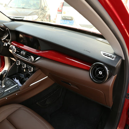 Red Real Carbon Fiber Center Dashboard Trim For Alfa Romeo Stelvio 949 2017-2020 3