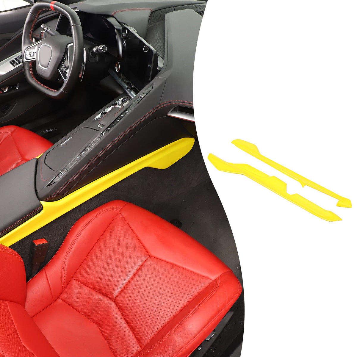 Yellow ABS Center Console Lower Armrest Box Panel Trim For Corvette C8 2020+ 20