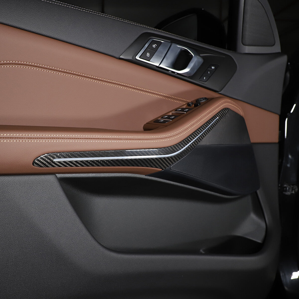 Carbon Fiber Inner Door Armrest light Handle Trim Cover for BMW X5 X7 19-21 7