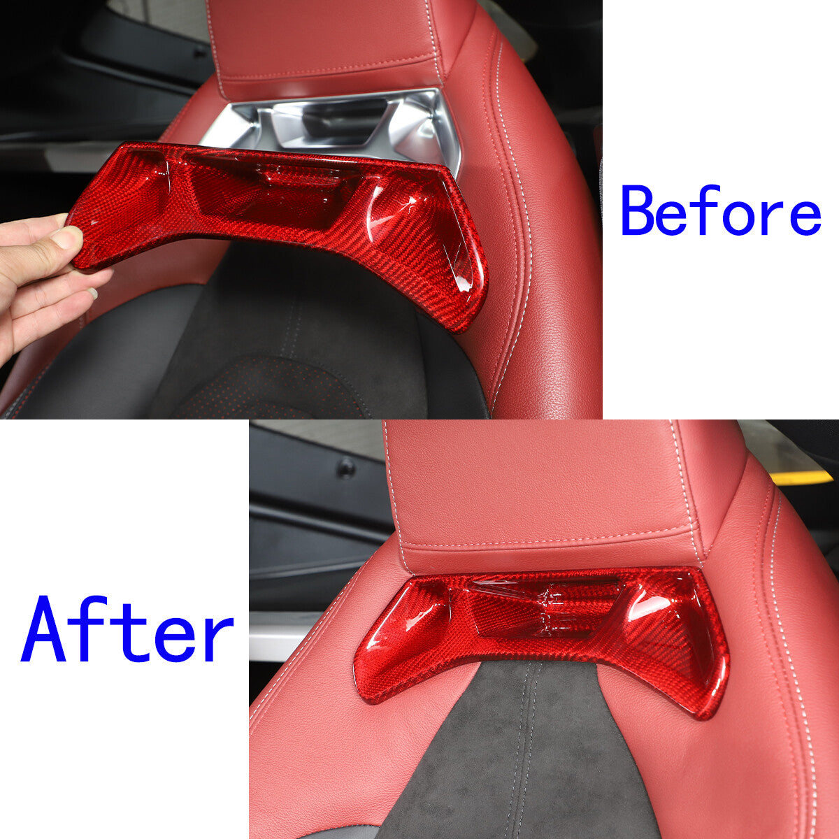 Red Carbon Car Rear Back Seat Panel Back Trim Cover for Toyota Supra A90 19+ US 3